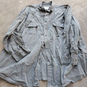 626 Blue Olive Green Long Sleeve Button Down Shirt Size 3XL